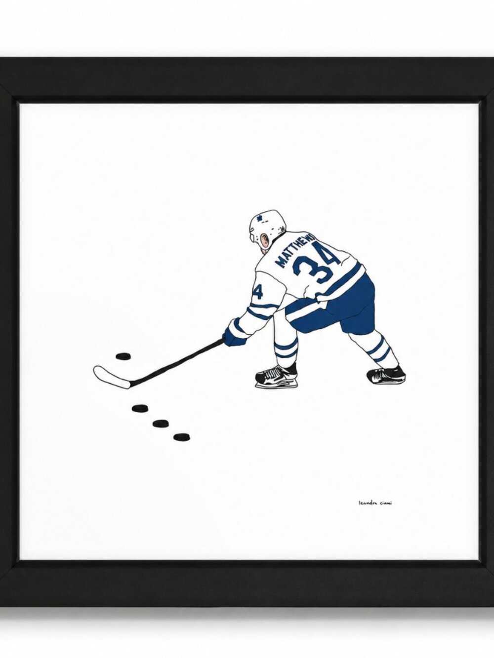 Auston Matthews Toronto Maple Leafs Signed Framed Illustration Art Print